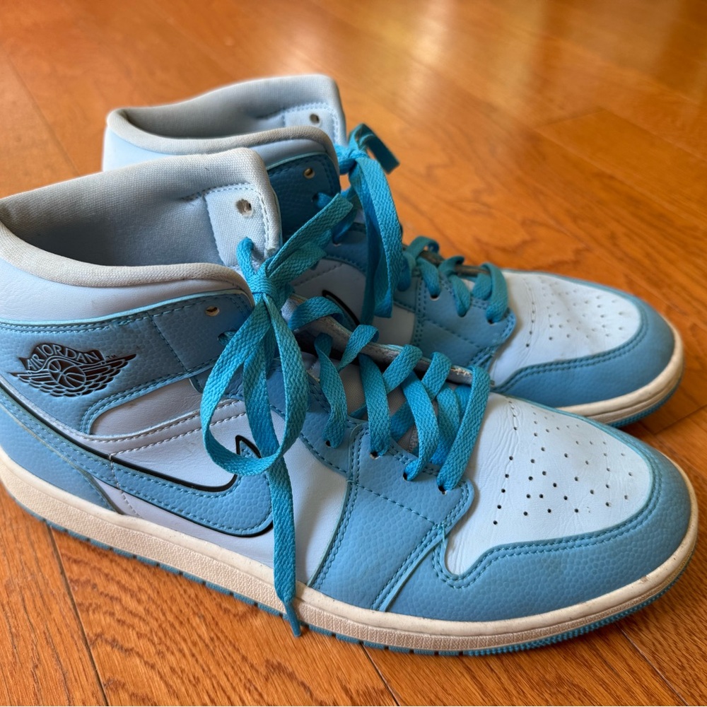 Air Jordan High-Top Sneakers in Blue and White